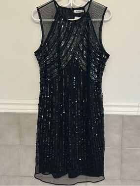 Ricki's Black Sequin Mesh Halter Knee Dress